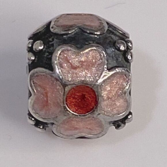 Pandora Sterling Silver Daisy Flower with Red and Pink Enamel Bead - Picture 12 of 13